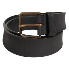 DOLCE & GABBANA Belt Black Leather Metal Buckle Classic Men 90cm / 36in 550usd
