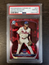 2023 Bowman Chrome Sapphire Justin Crawford Prospects Refractor Red #/5 PSA 10