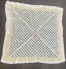 Vintage Handmade Crocheted Baby Blanket Granny Square Multicolor Decorative