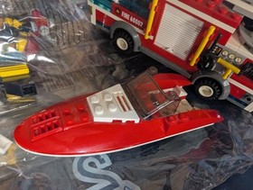 LEGO City Fire Boat 60005, Fire Truck 60002, Speed boat 4641 Complete Sets 