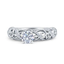 Art Deco Round Filigree Wedding Ring Cubic Zirconia 925 Sterling Silver 6.5mm