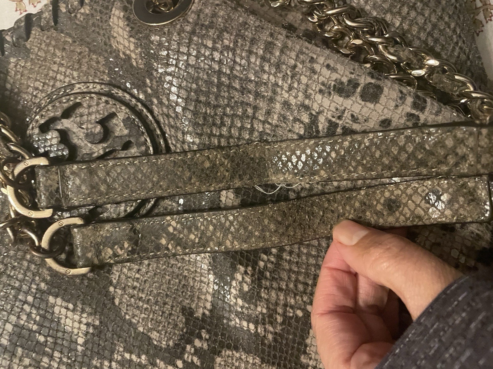 Tory Burch Python Purse Bag Off The Shoulder Snak… - image 6