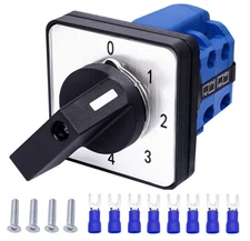 Universal Changeover Switch 20A 550V 4 Position 8 Terminals Latching Rotary Cam