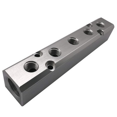 5 Way Pneumatic Manifold Air Distribution Block, G1/2 Supply 5 Way, Silver 