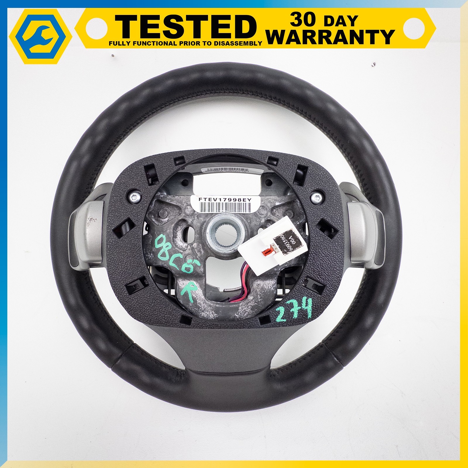 05-13 CHEVROLET CORVETTE C6 DRIVER STEERING WHEEL ASSEMBLY PADDLE SHIFT BLACK OE