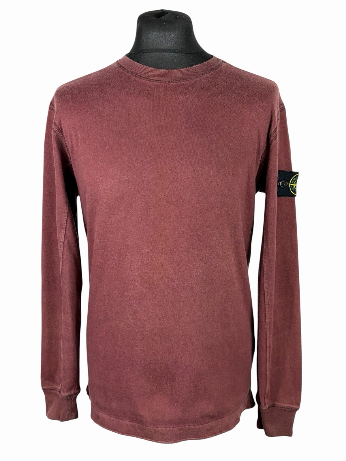 Stone Island Jumper Men's Burgundy Cotton Crewneck Pullover Plain Sweatshirt M image 4