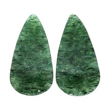Natural Green Aventurine Pair 14.8x27.7x4 mm Pear Polished Gemstone LS76-04793