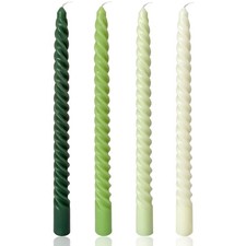 4 Pack 10 Inch GreenGradient Spiral Taper Candles Dinner Party Wedding