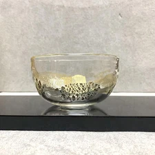 Glass Bowl With Gold Accents Matcha Chawan Tea Ceremony Utensils Sado Japan