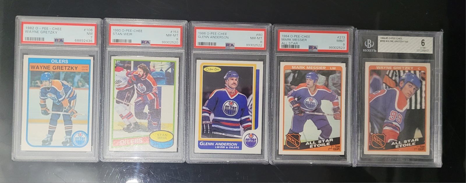 Lot of 5 Graded 1980's Edmonton Oilers Hockey Cards - PSA Becket - Gretzky... view 14