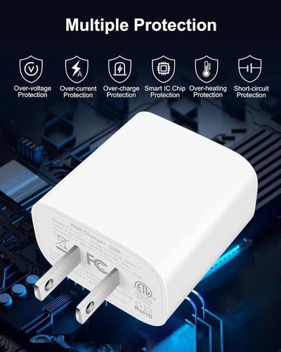 Cargador rápido 2 en 1 para Apple Watch y iPhone | Cable trenzado de 6 pies + Bloque USB-C de 20 W | - Imagen 2 de 9