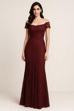 Windsor Burgundy Lace Off Shoulder Formal Gown Women's Size M Mermaid Maxi Dress