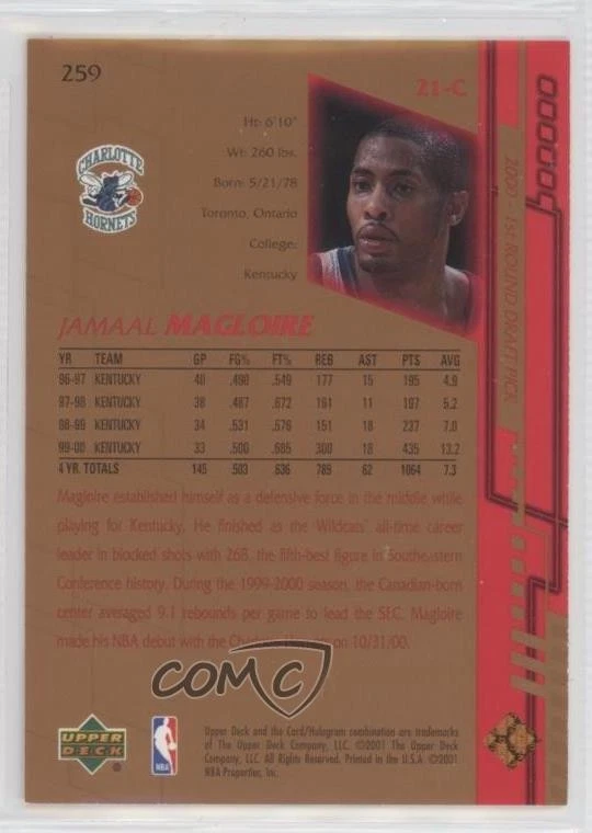 2000-01 Upper Deck Game Jersey Edition Jamaal Magloire #259 Rookie RC - Image 2 of 2
