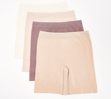 Breezies Set of 4 Cotton Long Line Panties Pack Neutral S New