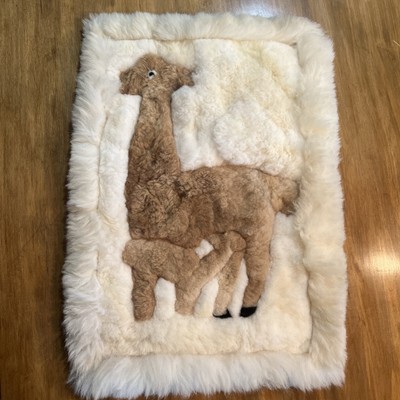 Alpaca Lama Real Fur Handmade Rug 17x25 