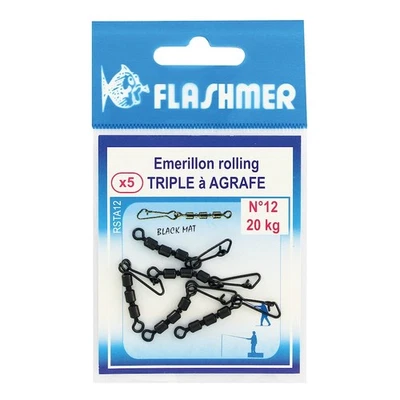 FLASHMER Flasmer Emerillon Rolling Triple à Agrafe - 5pcs/pk