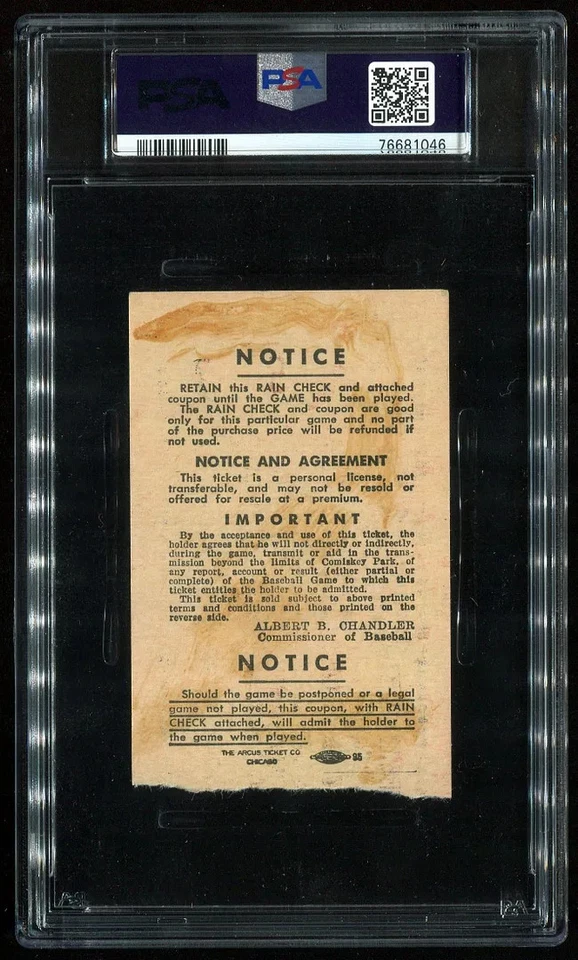 1st Extra In. ASG Jackie Robinson - PSA Ticket Baseball 1950 All Star Game - Image 2 of 2
