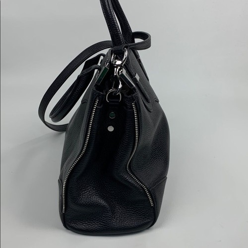 Rebecca Minkoff Black Leather Handbag Silver Zipper Crossbody Strap Pockets - Picture 5 of 16