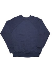 Vintage 60s 70s Sweatshirt Men's Medium Blue Crewneck Fleece Raglan Sleeve Blank