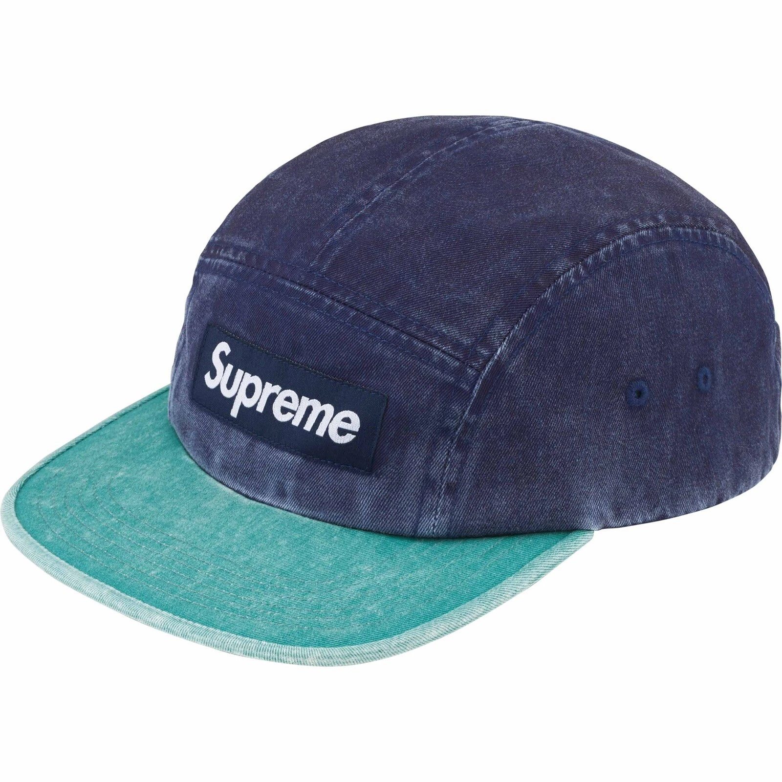 Casquette de camp logo boîte pigmentaire 2 tons Supreme   bleu/sarcelle. Expédition DSWTFree