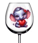12x Valentine's Day Heart Elephant Vinyl Sticker Decal Tumbler Wine Glass Bottle
