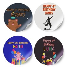 Personalised Generic Design Any Name Birthday Stickers Party Decoration Label 51