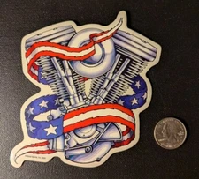 NOS Sticker V-TWIN STARS & STRIPES Decal Motorcycle Engine Harley Davidson 2003