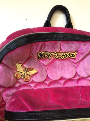Betsey Johnson Quilted Hearts Velvet Hot Pink Fuchsia  display picture 2
