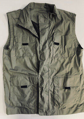 SASSON Mens Khaki Olive Drab Multi Pocket Utility Vest Size 54