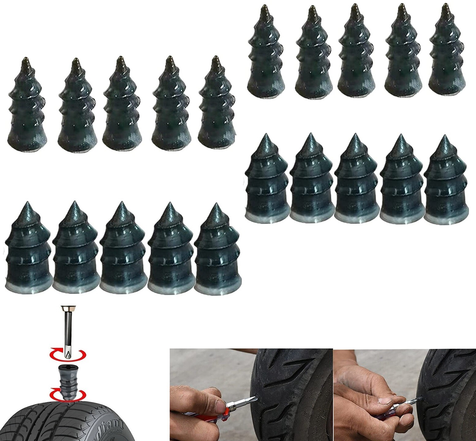 Tire Repair Screw in Rubber Plug Nail Car Tyre Puncture Repair Kit Off