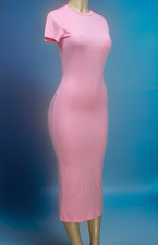 Shein Women's Dress Stretch Short Sleeve Pink Size S