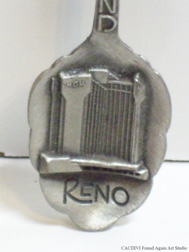 Cuchara de peltre vintage MGM Grand Casino Reno logotipo león NV recuerdo coleccionable antiguo - Imagen 5 de 5