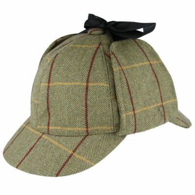 Maz Green Wool Check Tweed Deerstalker 