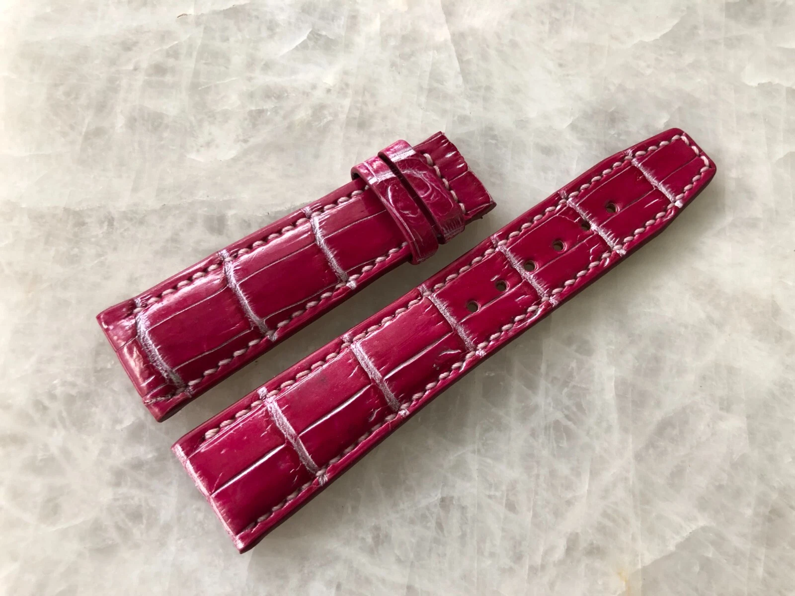 21mm/18mm Burgundy Alligator Crocodile Embossed Leather Watch Strap Band