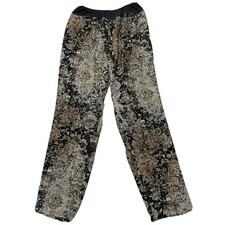 LOGO by Lori Goldstein Gray Print Elastic Waist Pull On Pants Size 10 Pockets