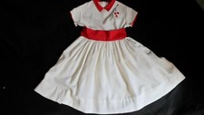 1950's VINTAGE Tiny Town Togs Little Girls Dress Cherry Embroidering Net Slip