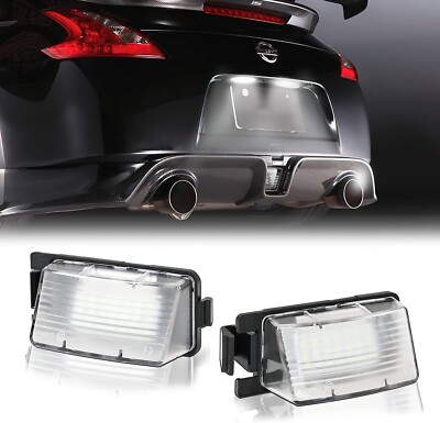 2x White 6000K 18-SMD LED License Plate Lights Lamps For 2011-2017 Nissan Leaf