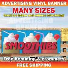 SMOOTHIES Advertising Banner Vinyl Sign health food fresh fruits tea bar drink