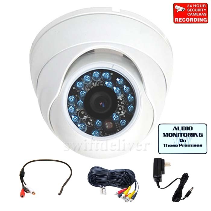 Security Camera CCD Outdoor Wide Angle Len IR Night Vision w Audio Mic Cable C9X-image