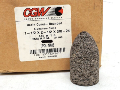 CGW 49016 T16-R A16R Resin Cone Rounded Grinding Wheel Plug 1-1/2x2 1 ...