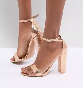 rose gold block sandals