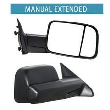 Manual Telescoping Towing Mirrors Fit 09-18 Dodge Ram 1500-4500 Truck Trailer