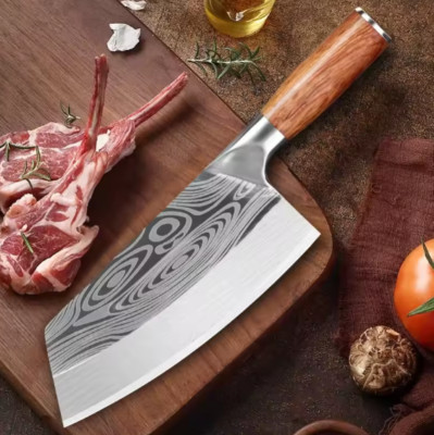 Hackmesser Edelstahl Fleischmesser mit Holzgriff Küchenmesser Allzweck