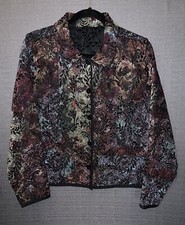 No Label Reversible Floral Tapestry/Black on Black Womens Blazer Jacket Size S/M