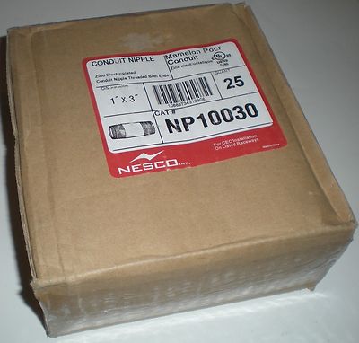 ELECTRICAL CONDUIT FITTING NIPPLE ELECTROPLATED ZINC 1''X3'' NESCO NP10030 20 PCS