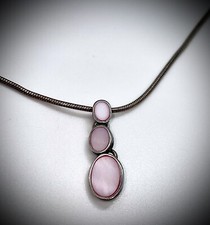 925 Sterling Silver Mother of Pearl Pendant Necklace, 16”, 7.3grams - 207