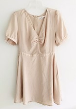 Anthropologie Avec Les Filles Dress Small Brown V-neck A-line Skater Mini
