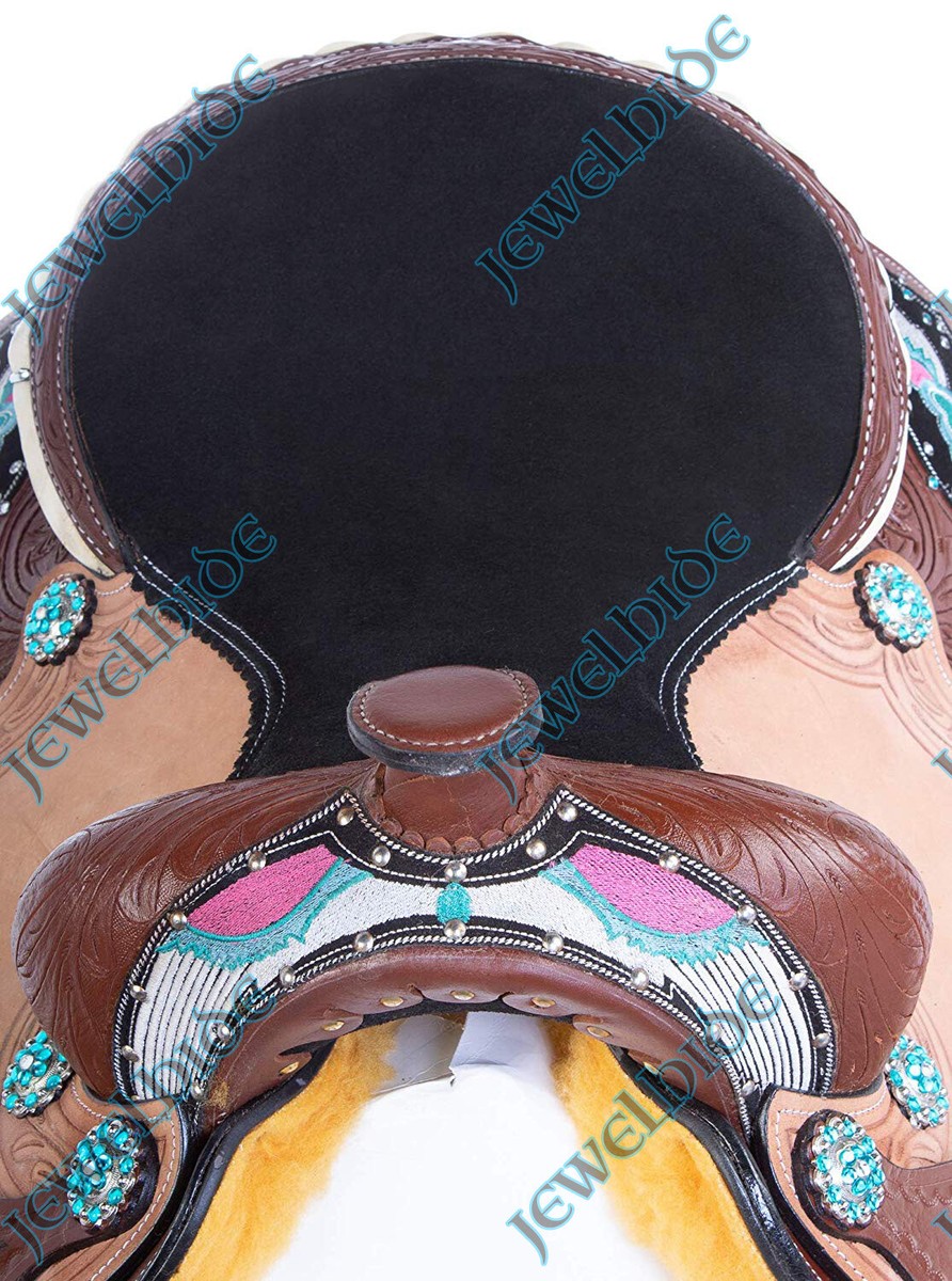 Wings Barrel Racing Saddle Set Western Show Turquoise