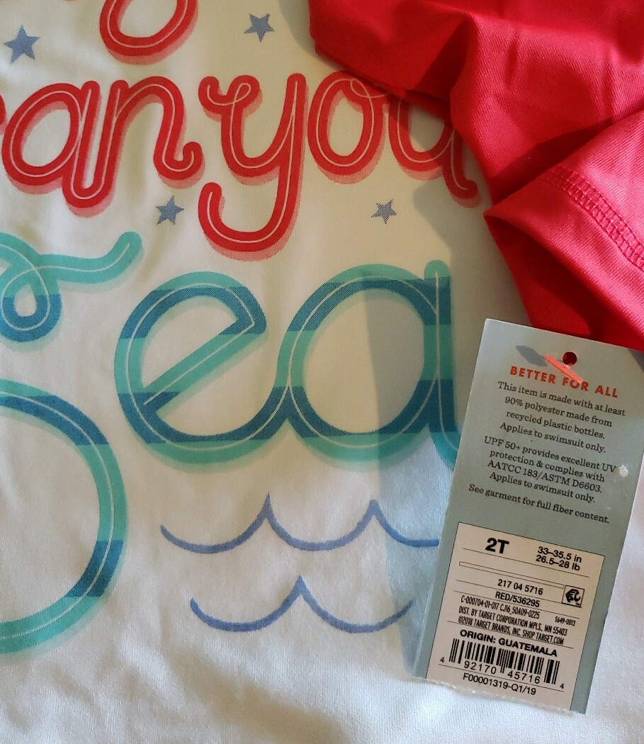 Cat & Jack ~ Toddler Size 2T ~ "Oh Say Can You Sea" ~ Swim ~ Rash Guard Shirt image 5