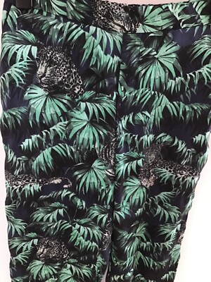zara basic sommerhose M Leo palmen animal print satin boho